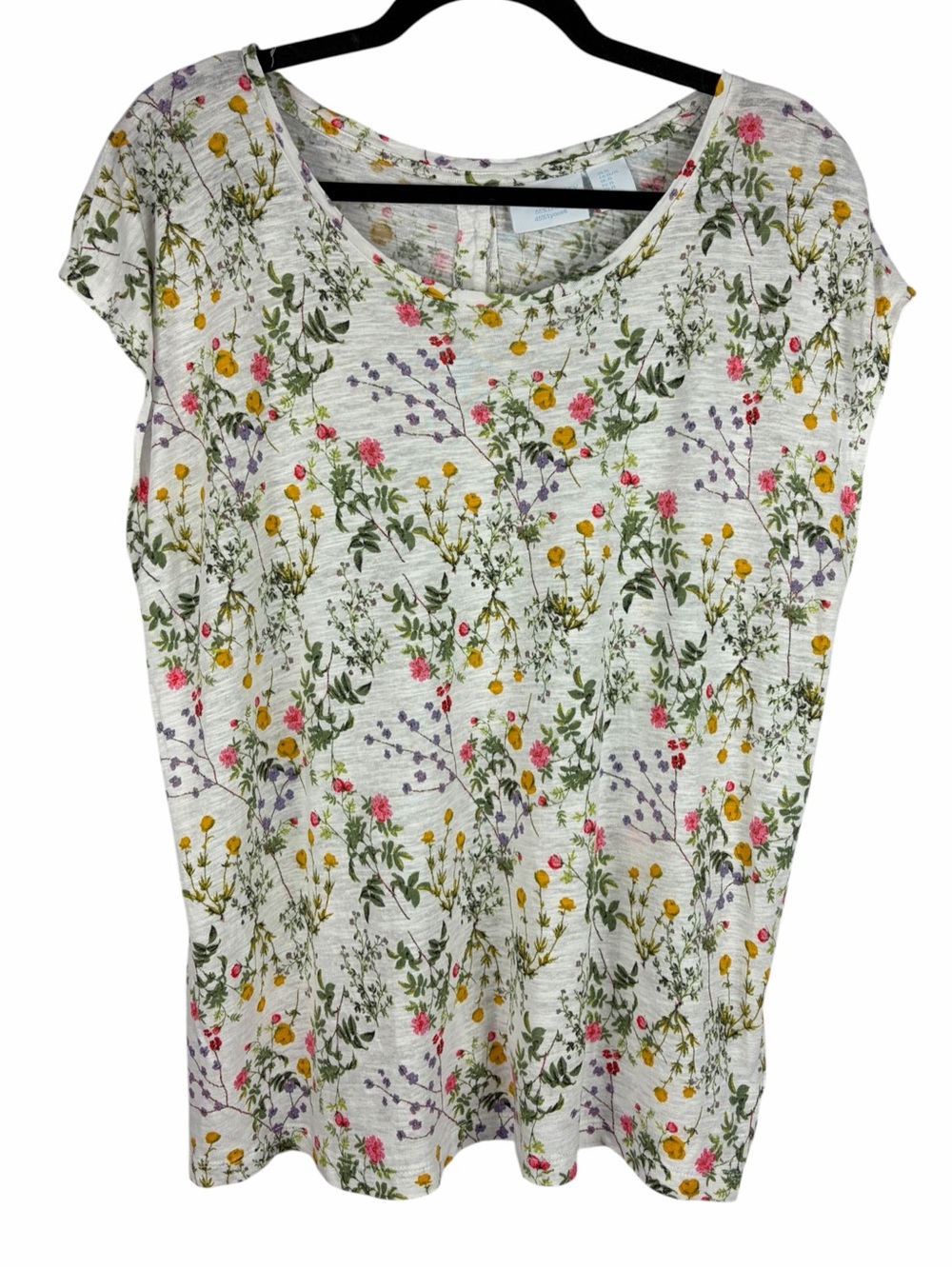Cynthia Rowley Linen Blend Wildflower Botanical Print Top Floral Cottagecore XL